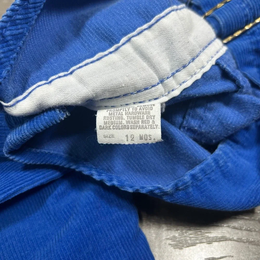 Vintage OshKosh Bgosh Royal Blue Corduroy Vestbak Overalls Made in USA 12 Months